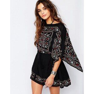 FREE PEOPLE Women's Frida Embroidered Dress M In Black Combo
